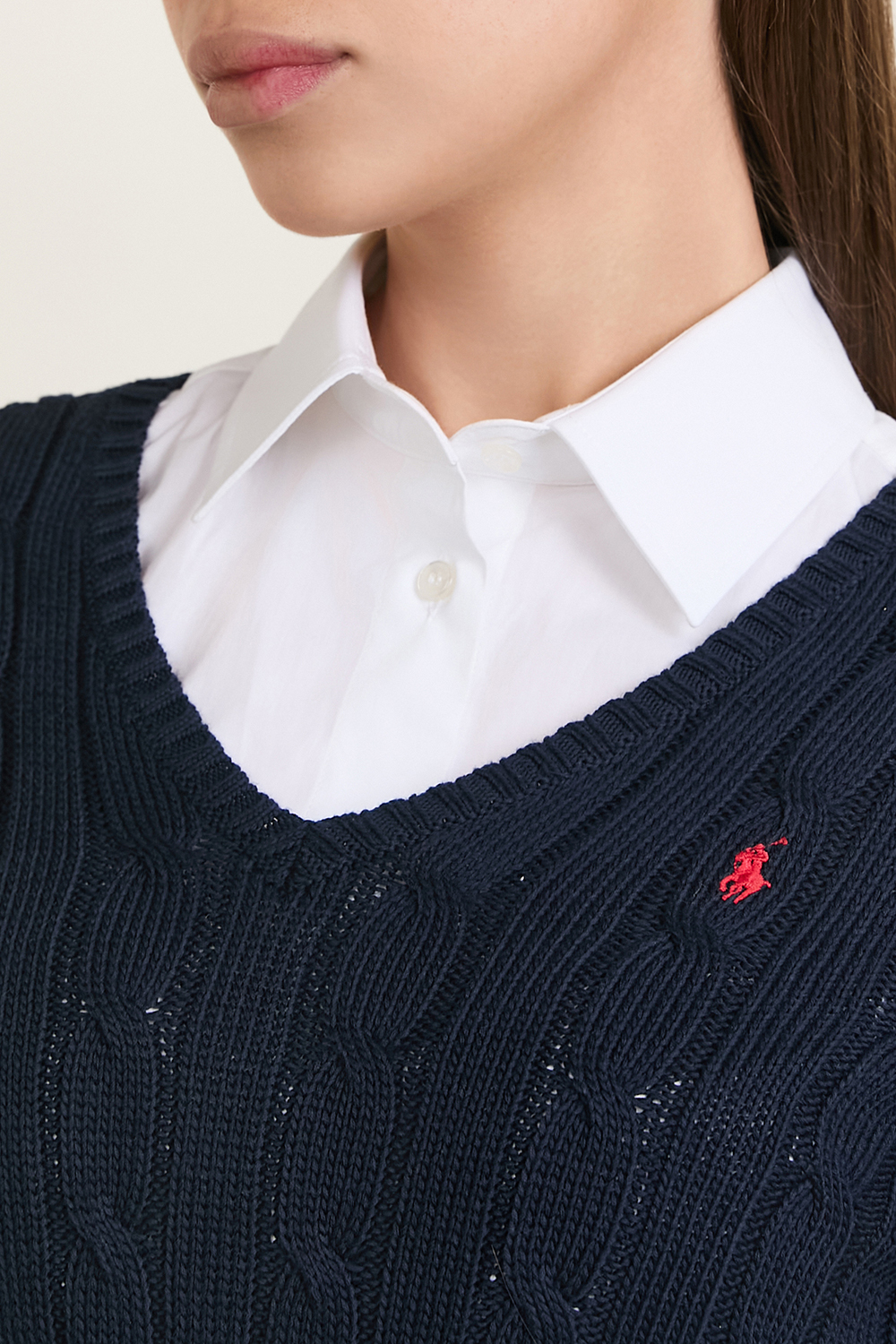 תמונת תקריב דוגמן של סריג מכותנה POLO RALPH LAUREN