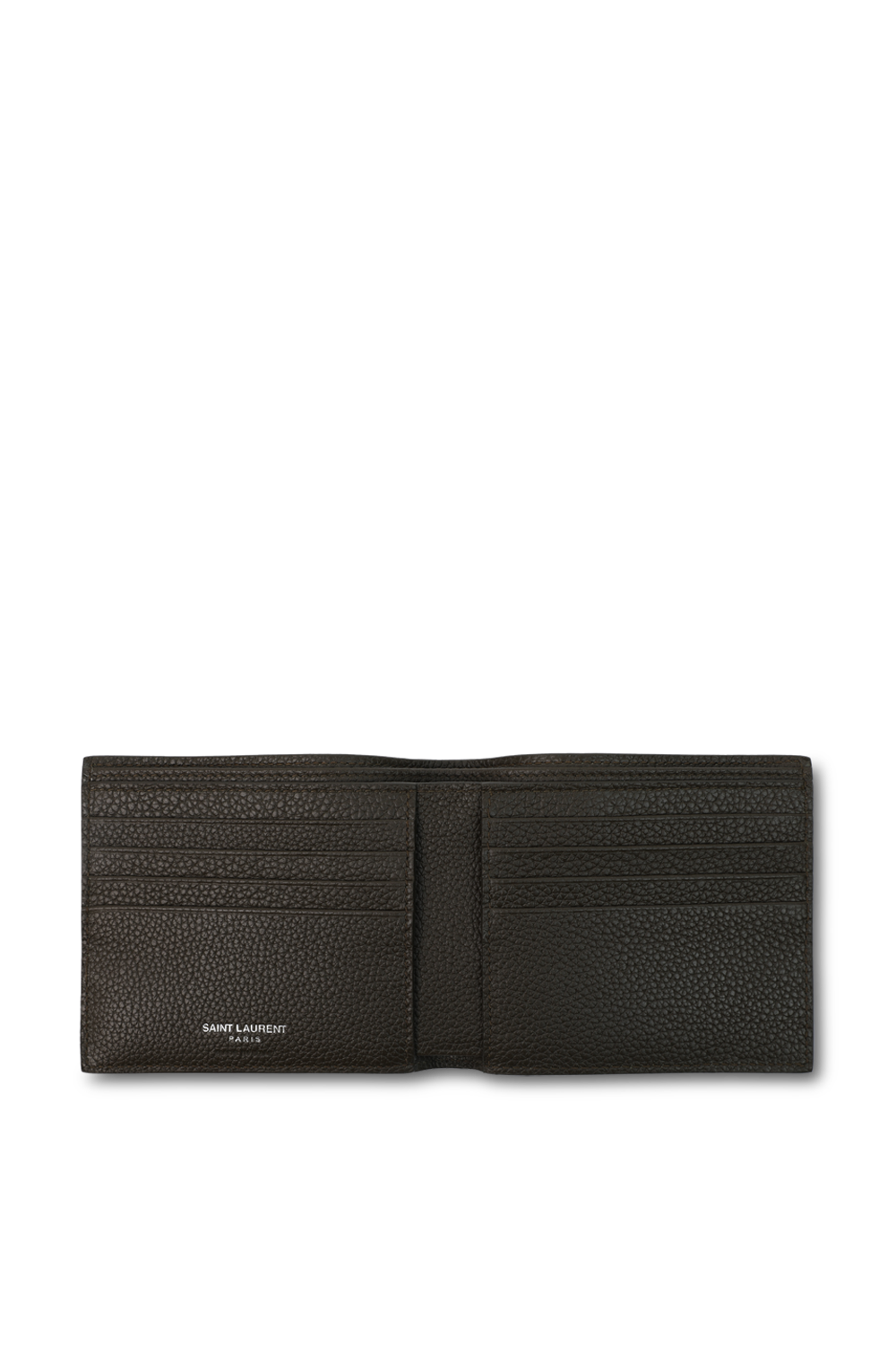 תמונת פנים של ארנק עור מגורען מתקפל SAINT LAURENT