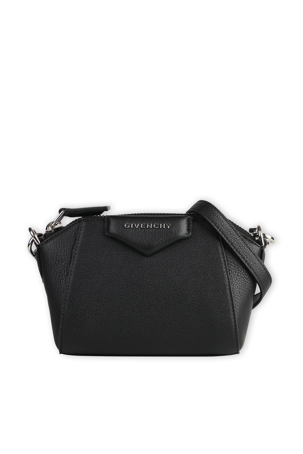 תמונה קידמית של Nano Antigona Bag in Black Grained Leather GIVENCHY