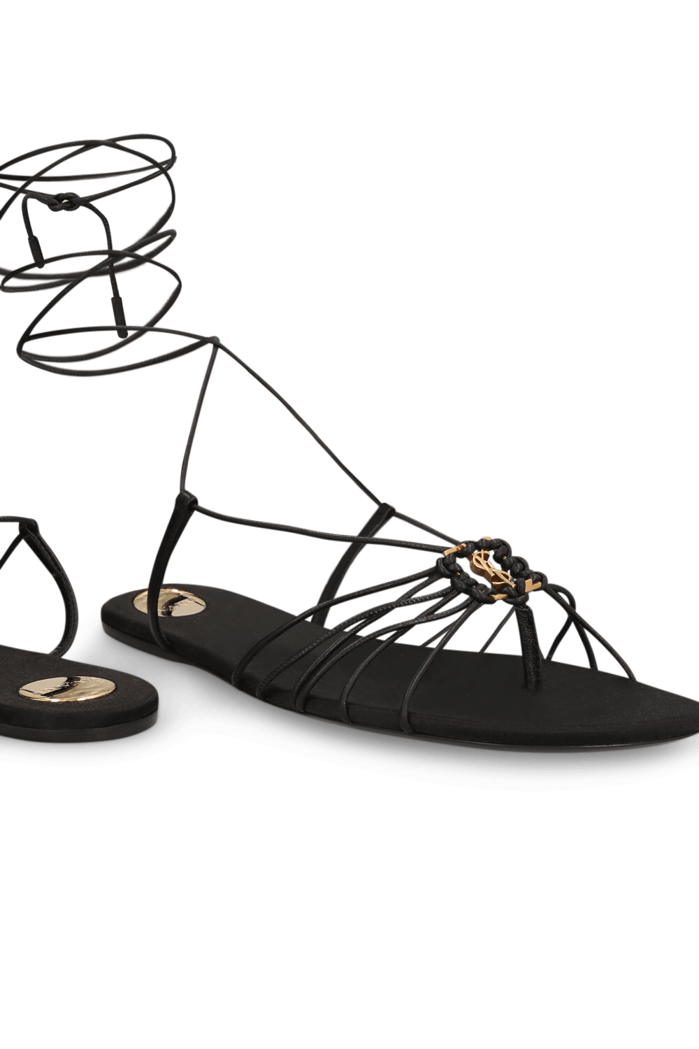 תמונת תקריב של סנדלי קשירה SAINT LAURENT