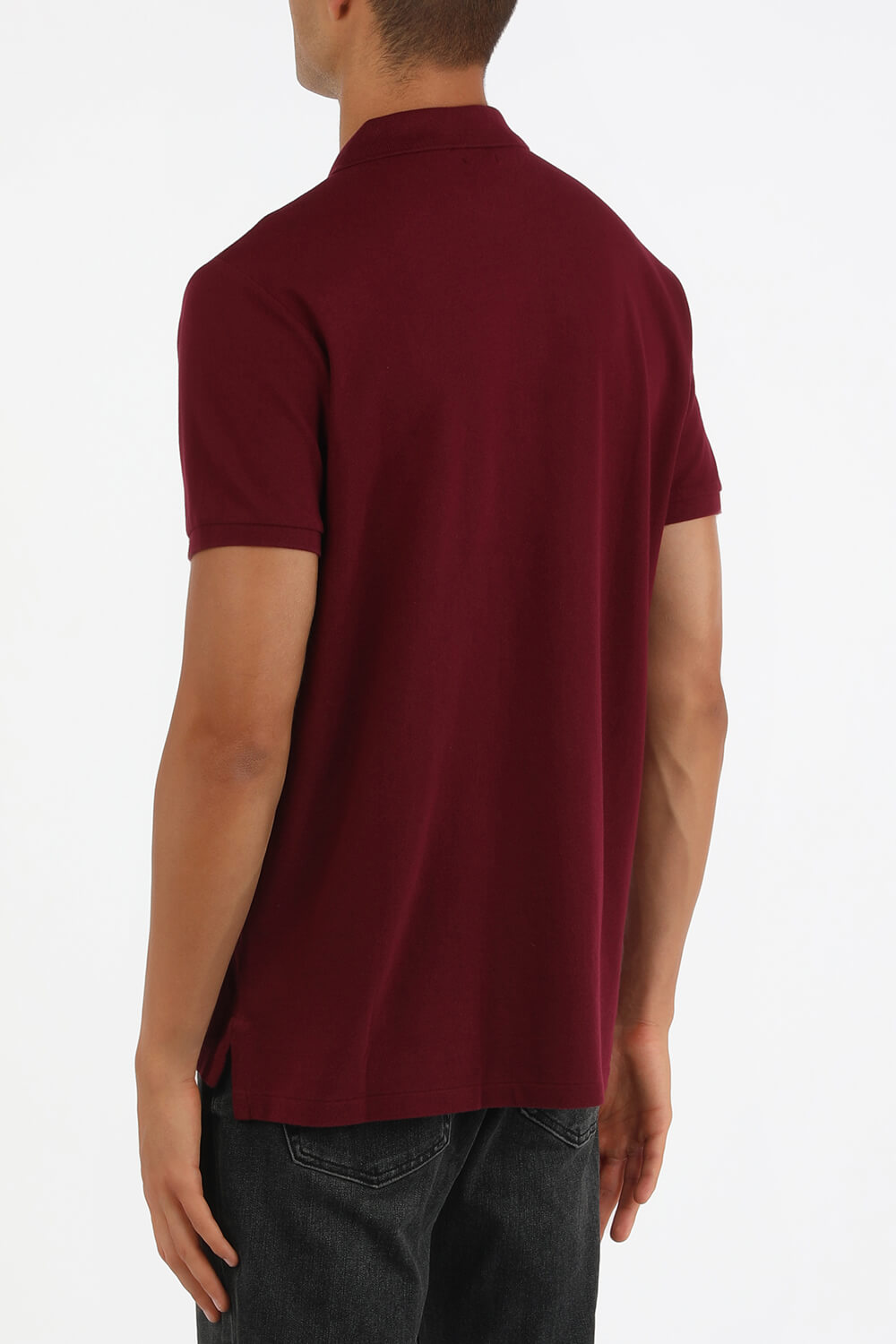 תמונת דוגמן אחורית של Short Sleeve 2 Buttons Polo Shirt in Wine Red