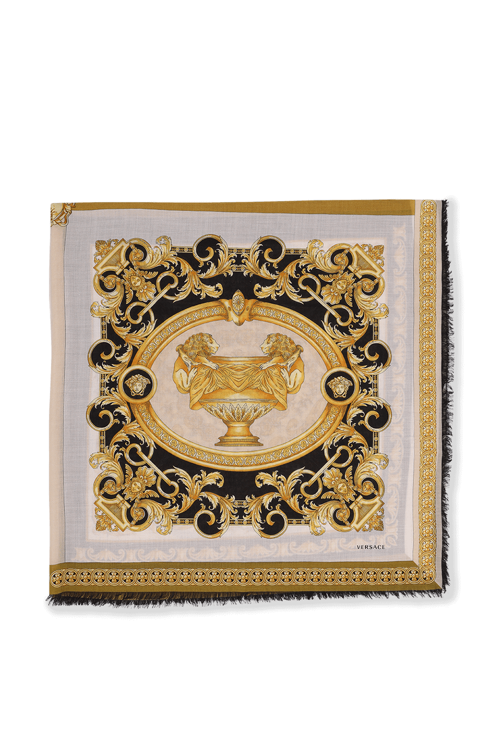 תמונה אחורית של Barocco Silk and Cashmere Shawl VERSACE
