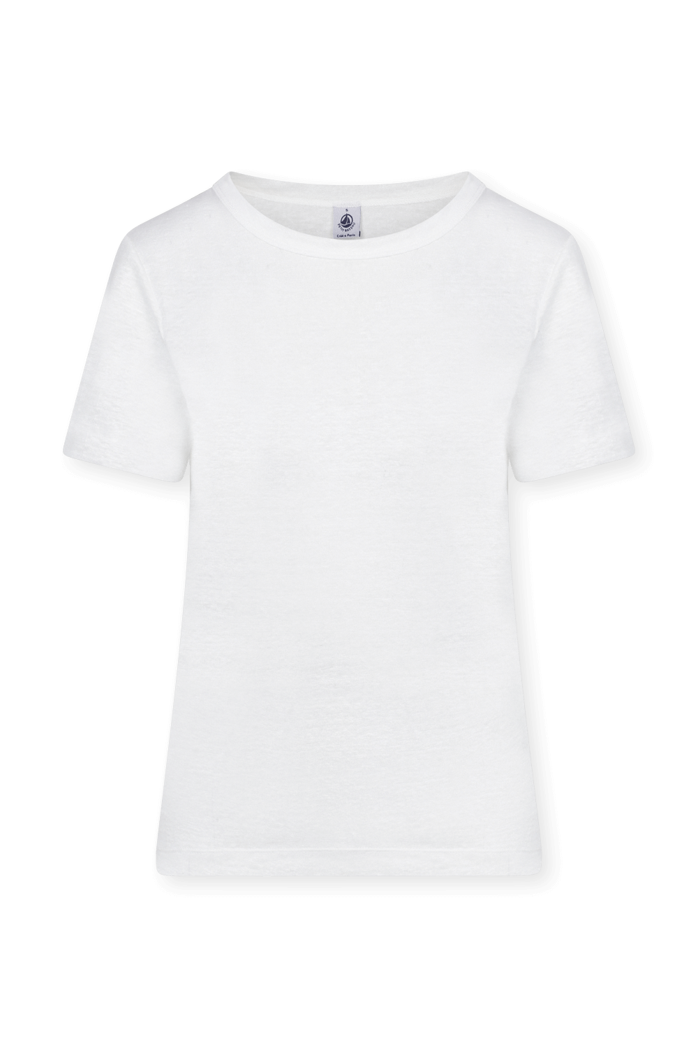 תמונה קידמית של חולצת טי לבנה מפשתן PETIT BATEAU