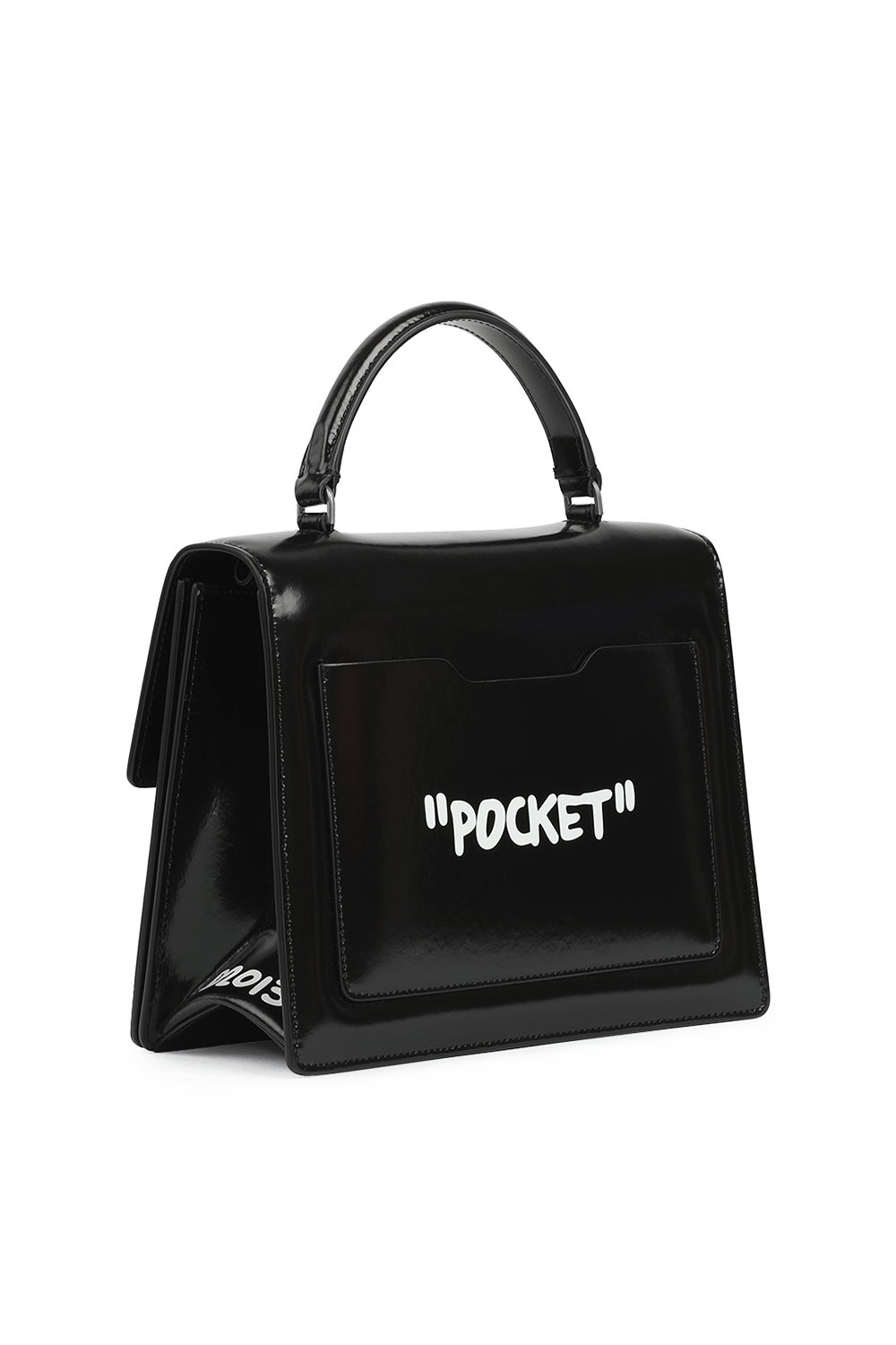 תמונה אחורית של Jitney 1.4 Slogan Print Bag in Black and White OFF WHITE