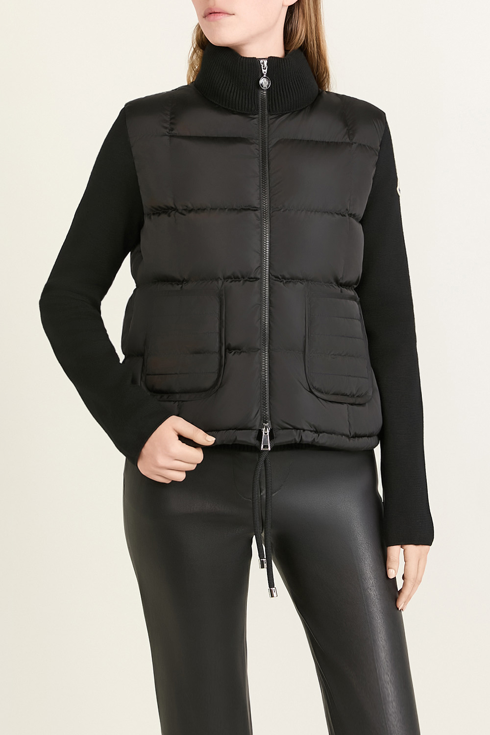תמונת דוגמן קידמית של קרדיגן צמר מרינו ופוך MONCLER