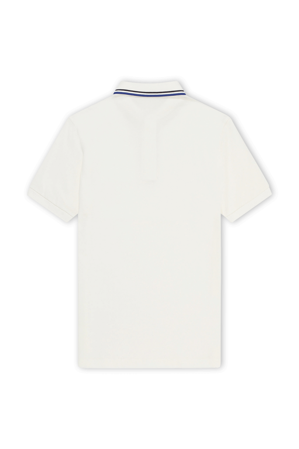 תמונה אחורית של חולצת פולו לבנה עם לוגו רקום FRED PERRY