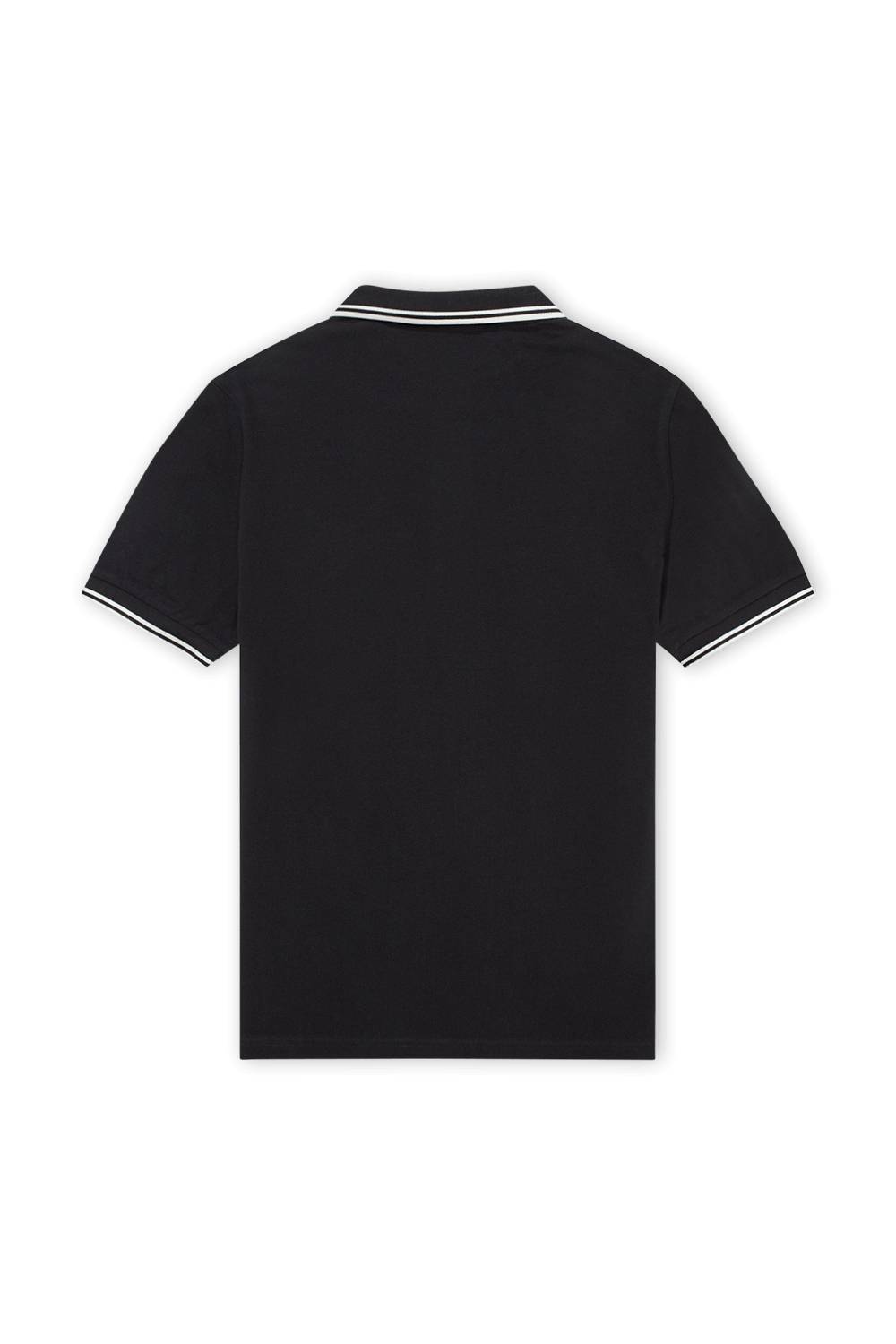 תמונה אחורית של חולצת פולו ספורטיבית שחורה FRED PERRY