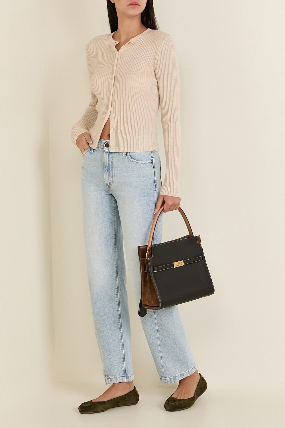 תמונת דוגמן קידמית של נעלי בלרינה מזמש TORY BURCH