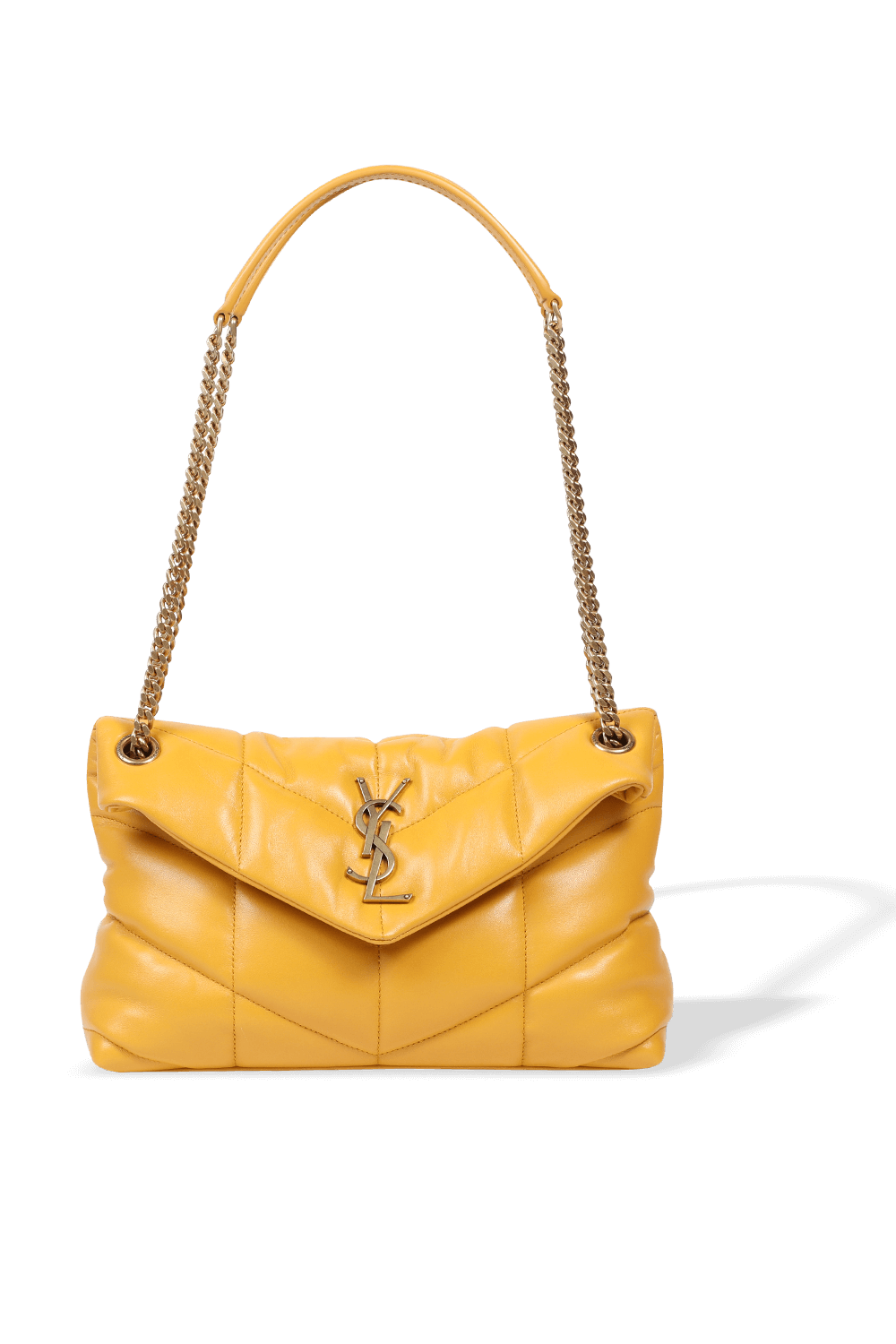 תמונה קידמית של Puffer Small Bag in Mustard Leather SAINT LAURENT