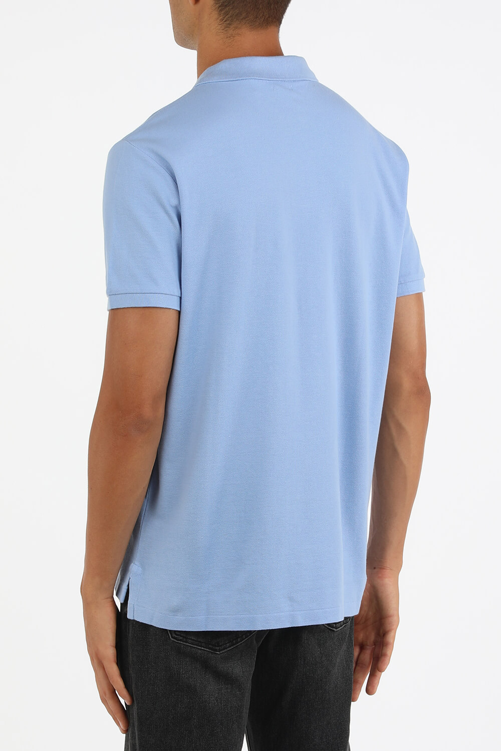 תמונת דוגמן אחורית של Short Sleeve 2 Buttons Polo Shirt in Blue
