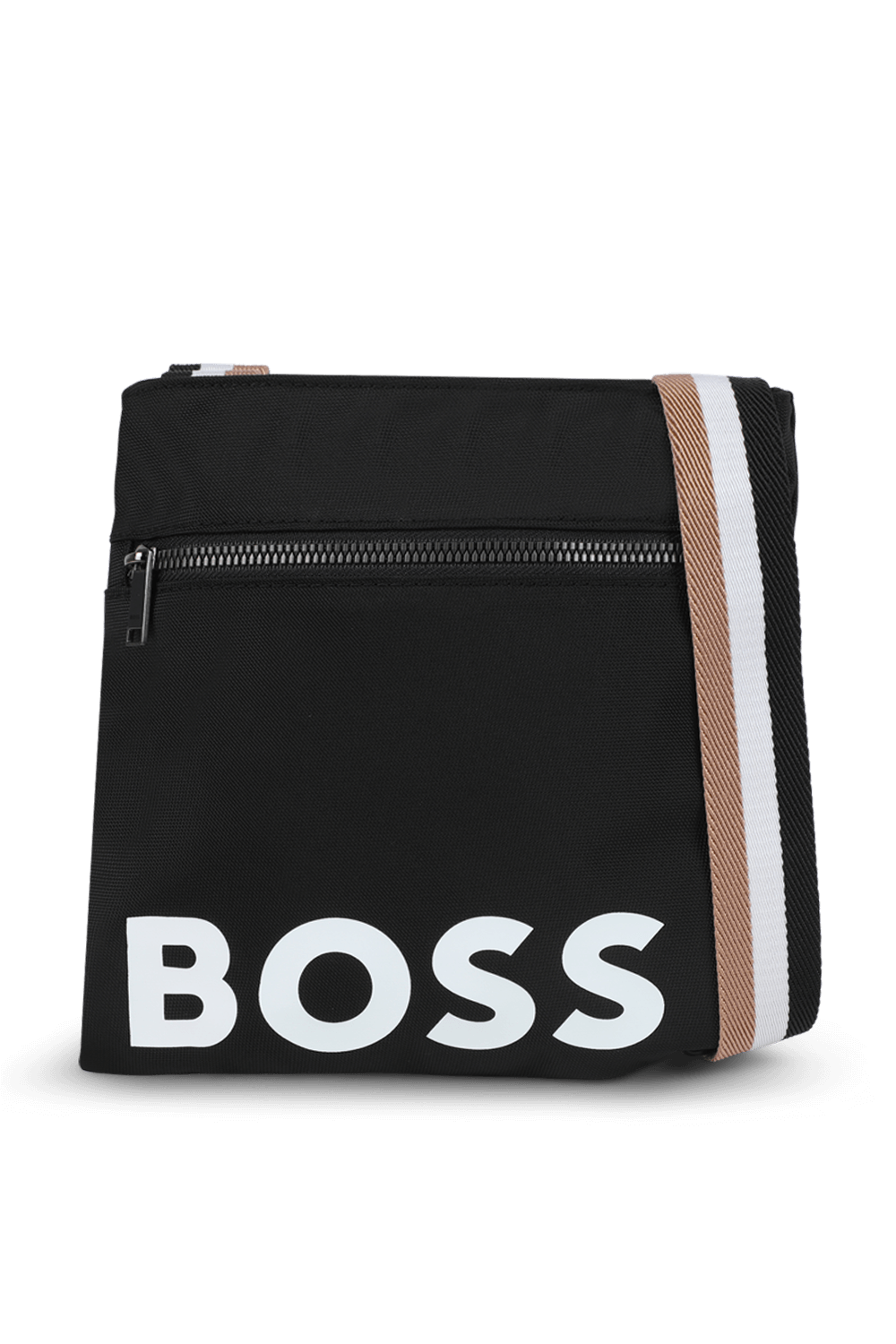 תמונה קידמית של תיק קרוס שחור עם לוגו BOSS