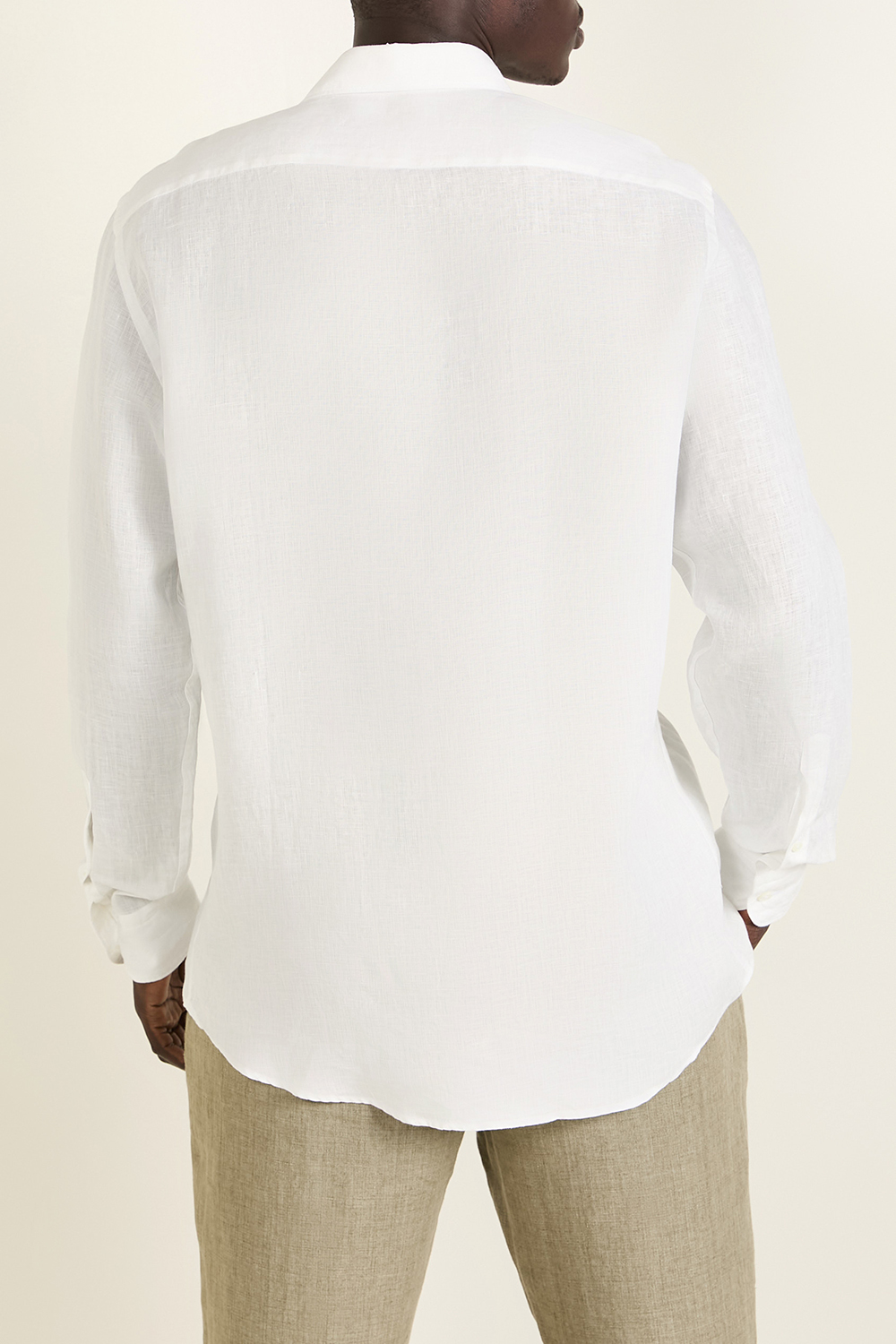 תמונת דוגמן אחורית של חולצה מכופתרת מפשתן ZEGNA