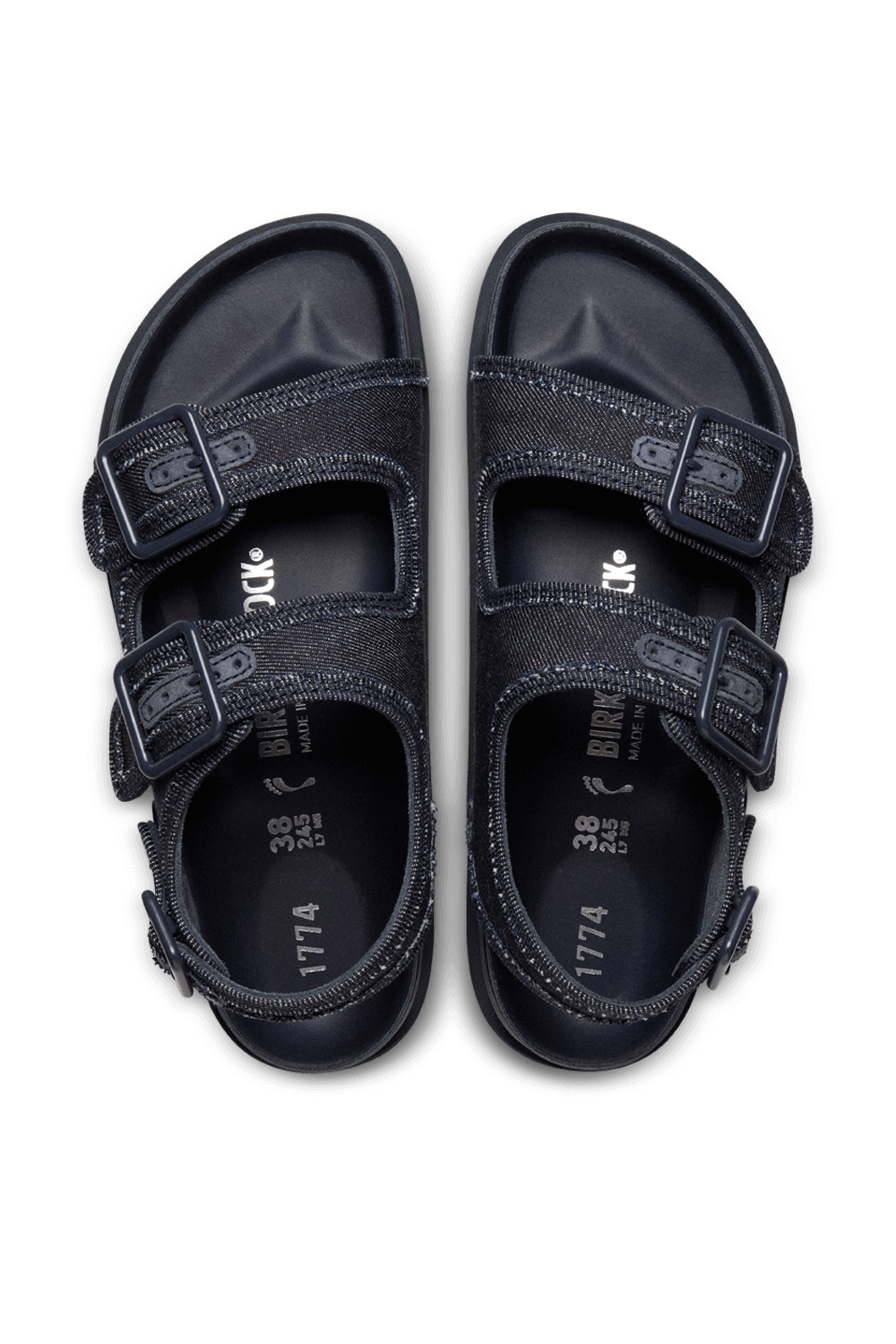 תמונה אחורית של סנדלי ג'ינס מילאנו סטון 1774 BIRKENSTOCK
