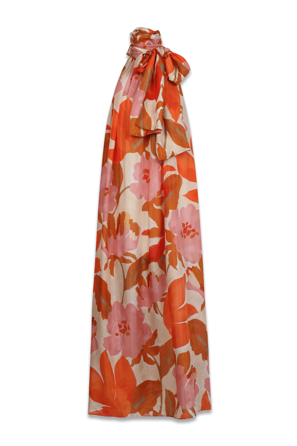 תמונה קידמית של Printed-Silk Maxi Dress With Tie Neck in Multicolor BOSS