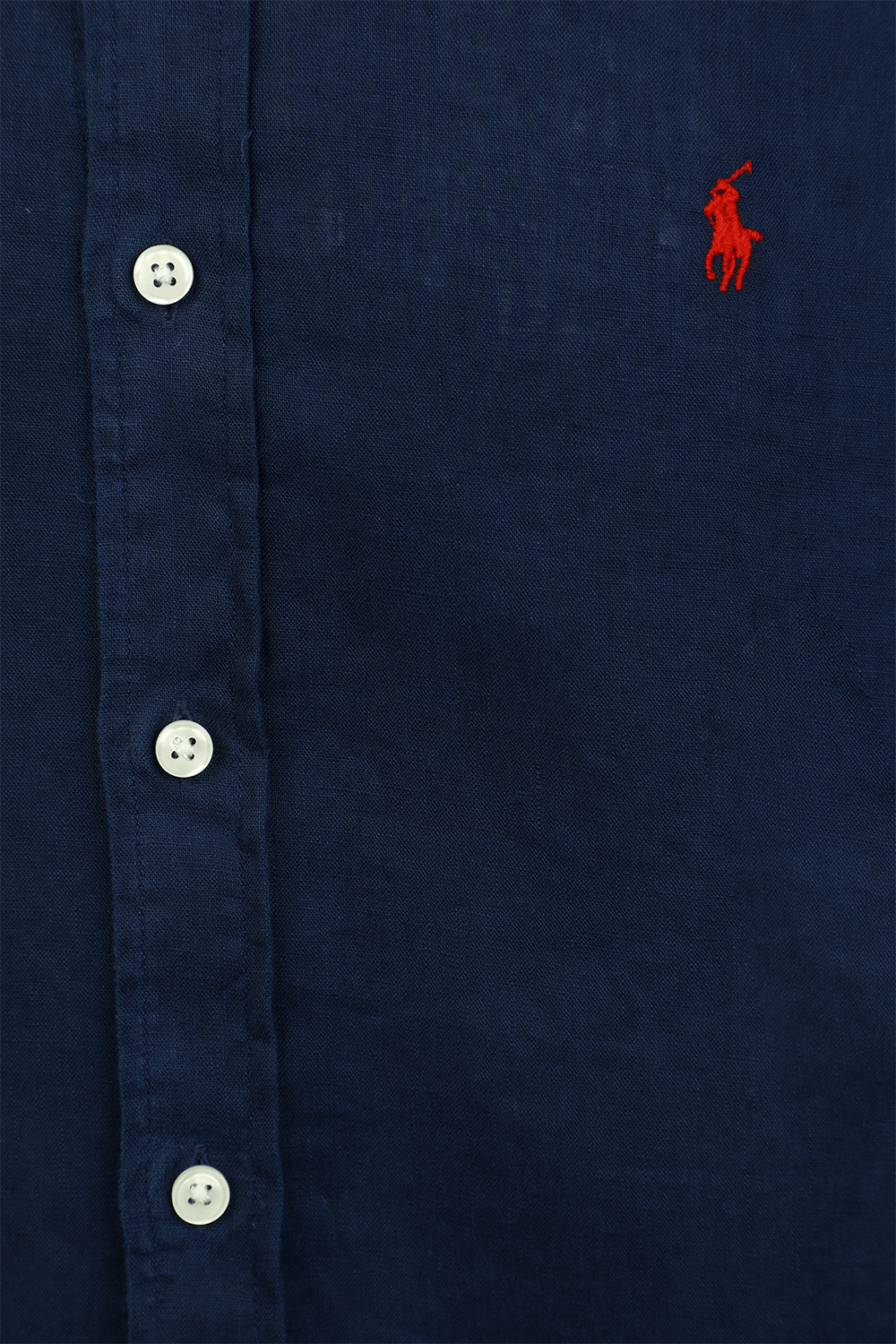 תמונה אחורית של חולצת פשתן מכופתרת כחולה POLO RALPH LAUREN