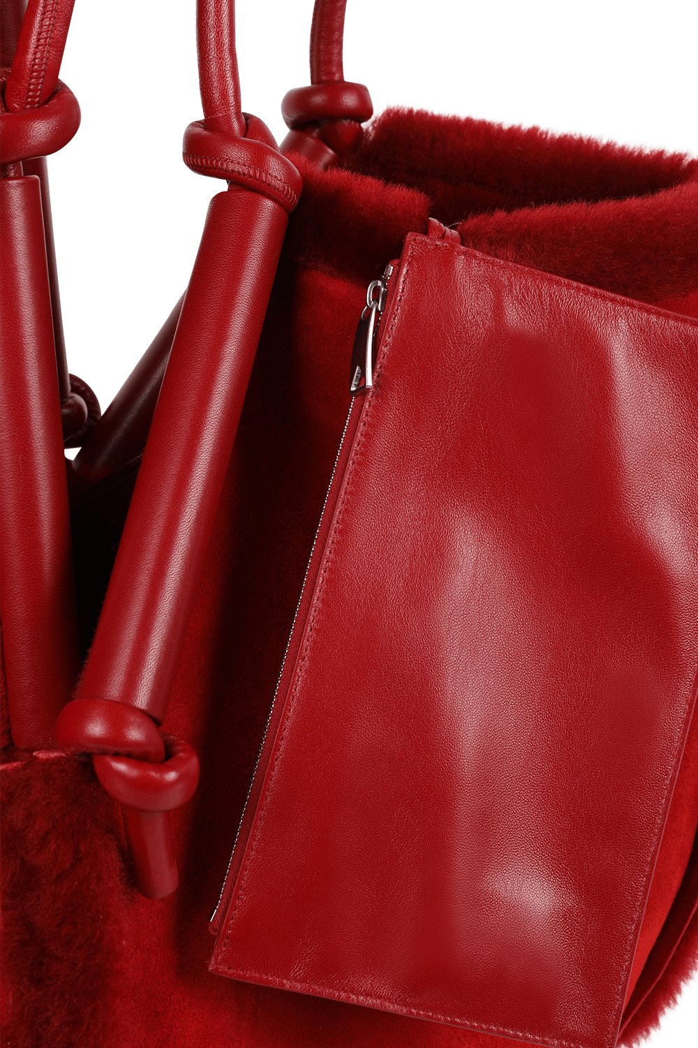 תמונת פנים של תיק צד שרלינג אדום דו צדדי BOTTEGA VENETA