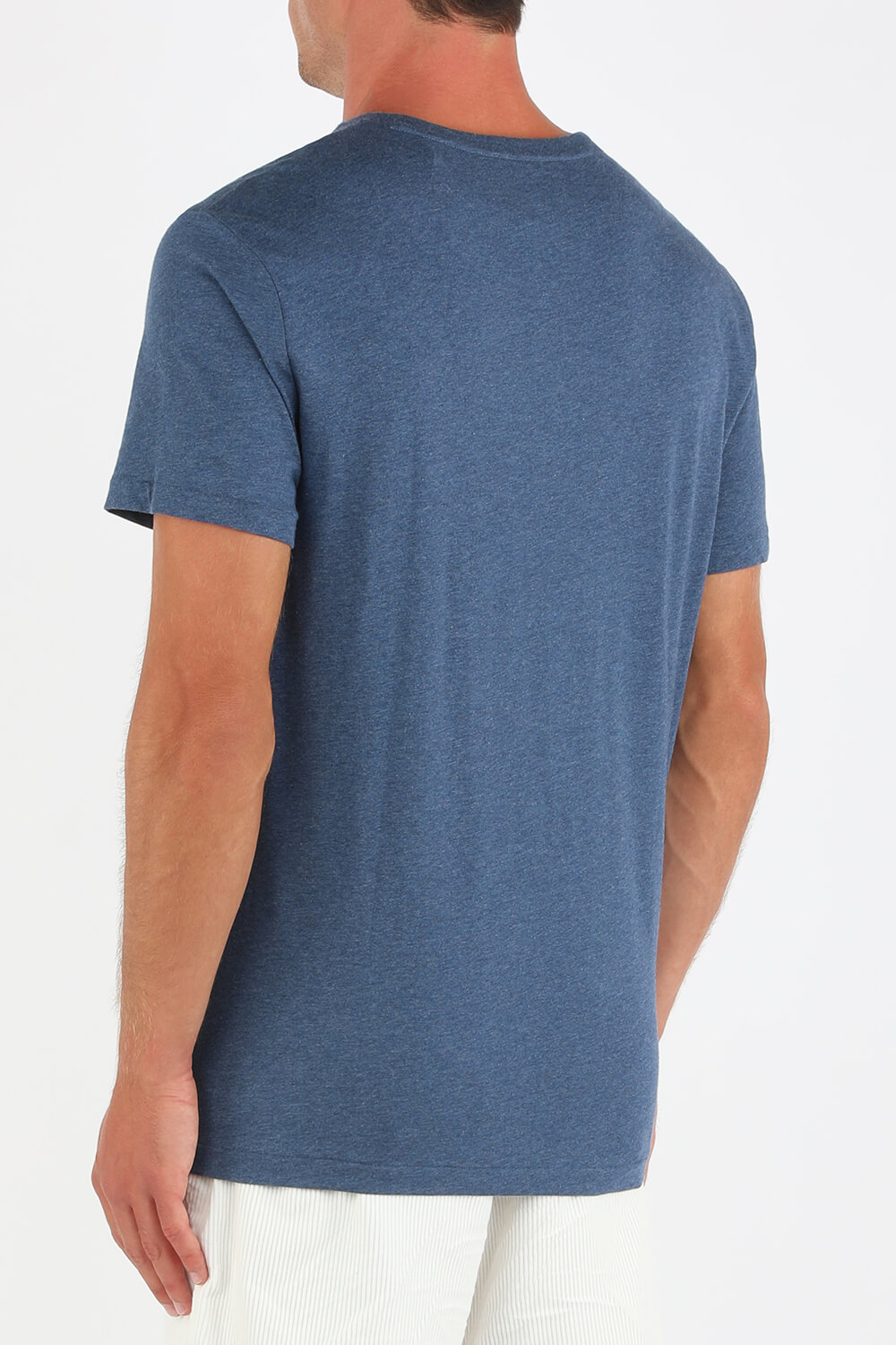 תמונת דוגמן אחורית של V Neack Logo Tee in Blue POLO RALPH LAUREN