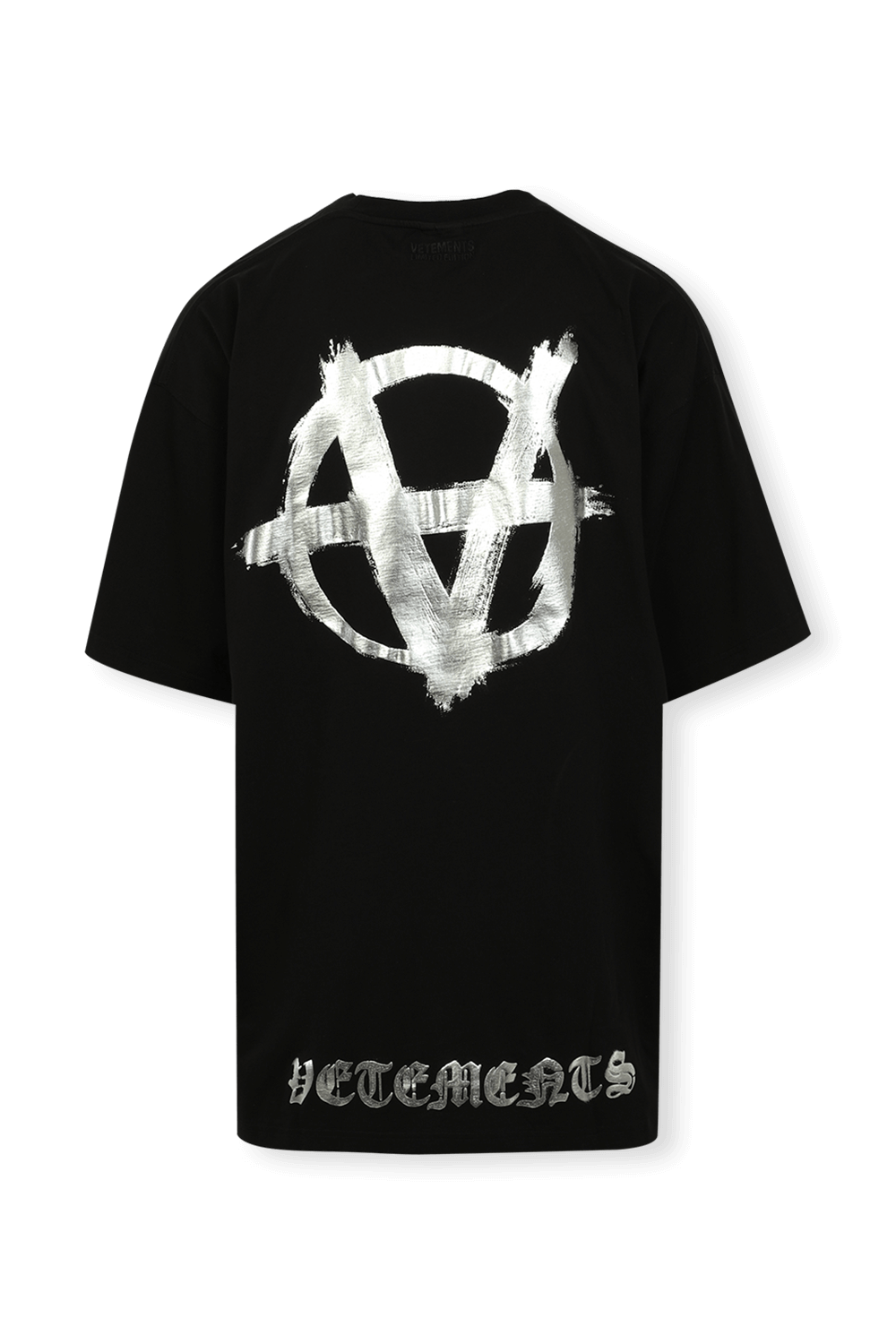 תמונה אחורית של Double Anarchy Tshirt in Black VETEMENTS