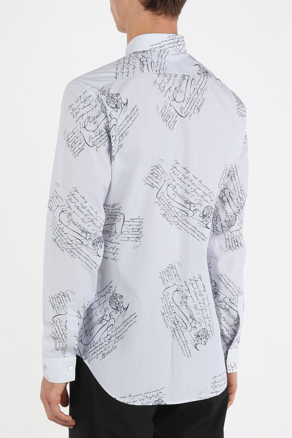 תמונת דוגמן אחורית של Striped Scritto Andy Shirt In Blue and White