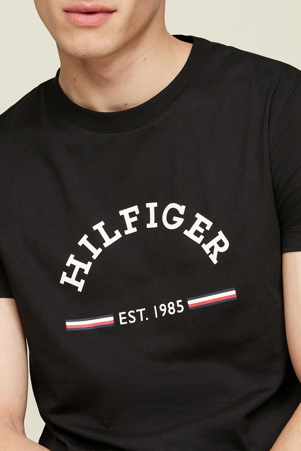 תמונת תקריב דוגמן של חולצת טי TOMMY HILFIGER