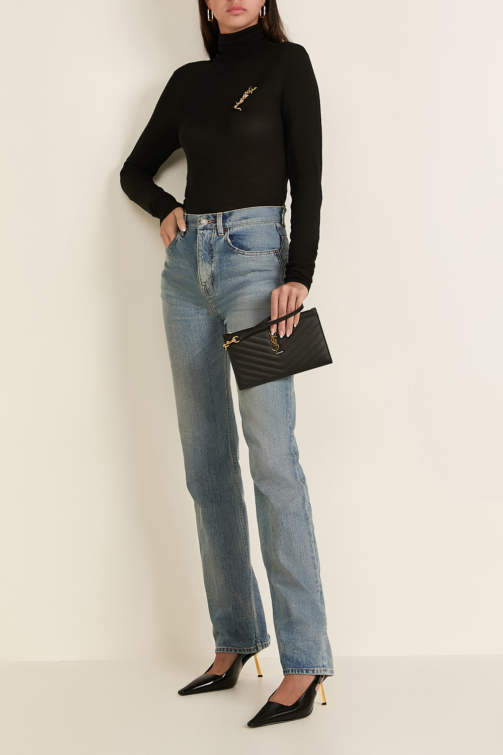 תמונת דוגמן קידמית של תיק קלאץ' ארנק SAINT LAURENT