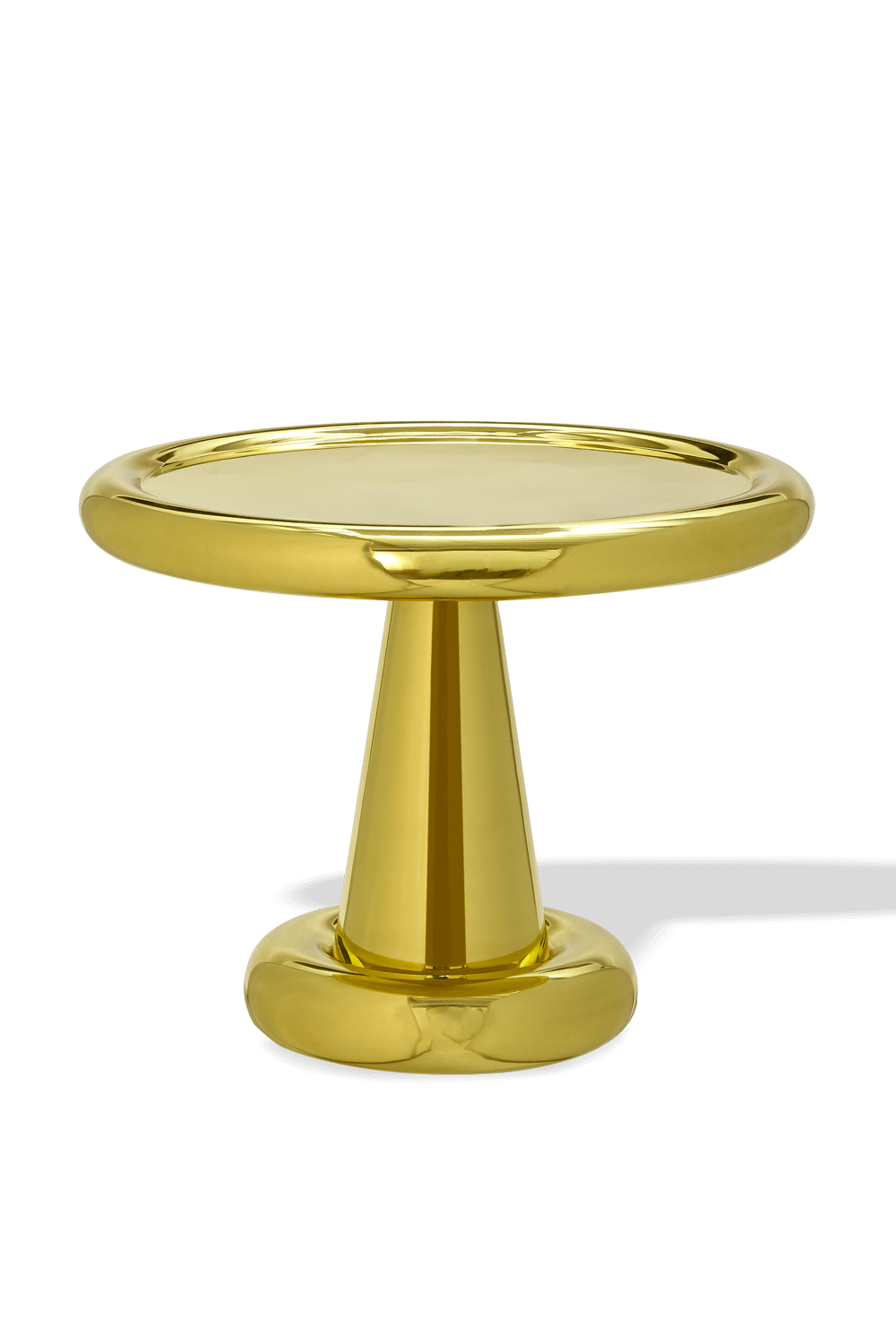 תמונה קידמית של שולחן קצר עגול מפליז TOM DIXON