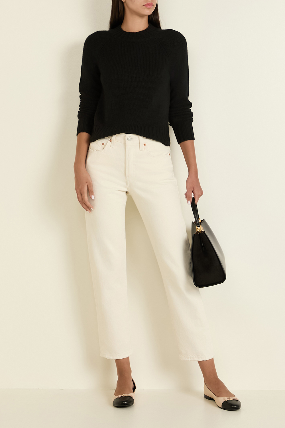 תמונת דוגמן קידמית של נעלי בלרינה מעור TORY BURCH