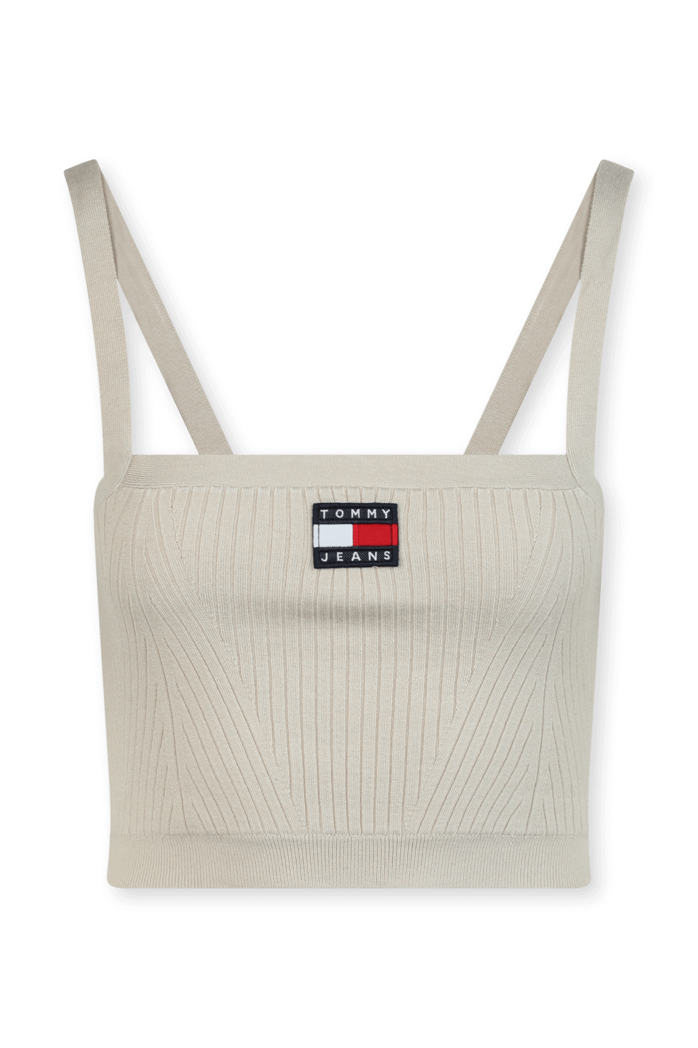 תמונה קידמית של גופיית ריב קרופ בגוון בז' TOMMY HILFIGER