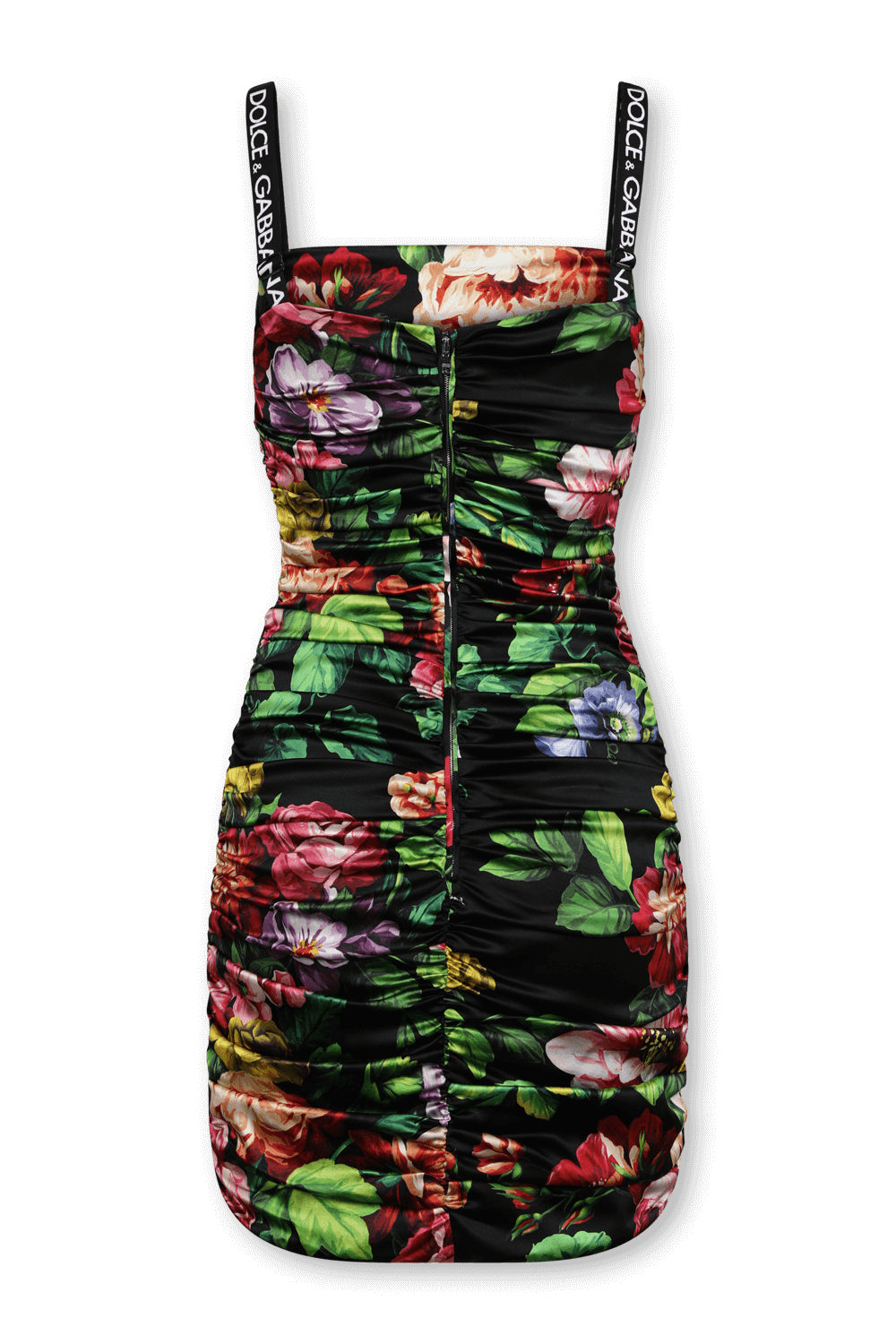 תמונה אחורית של שמלת מיני פרחונית ממשי DOLCE & GABBANA