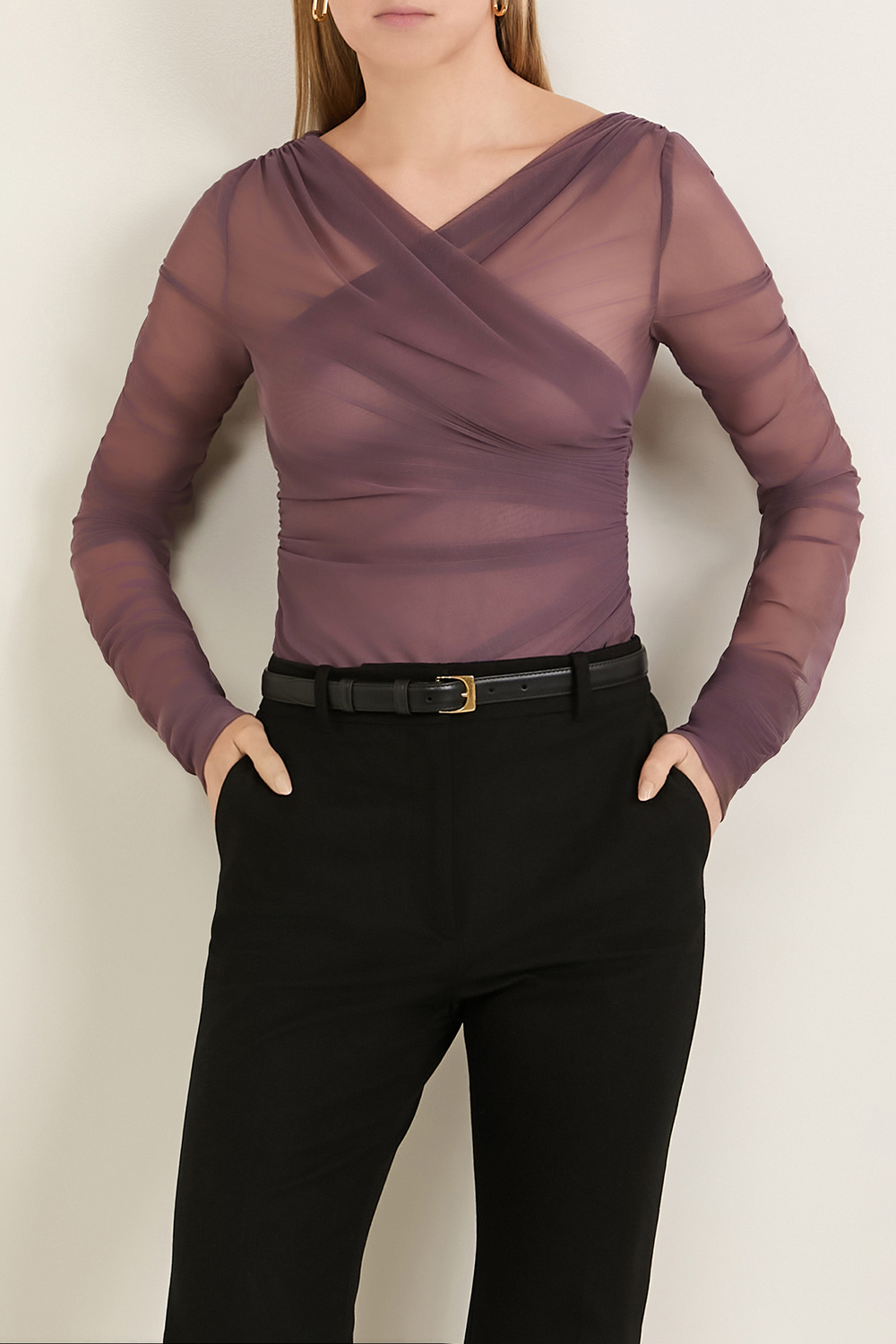 תמונת דוגמן קידמית של חולצת שיפון מעטפת DOLCE & GABBANA