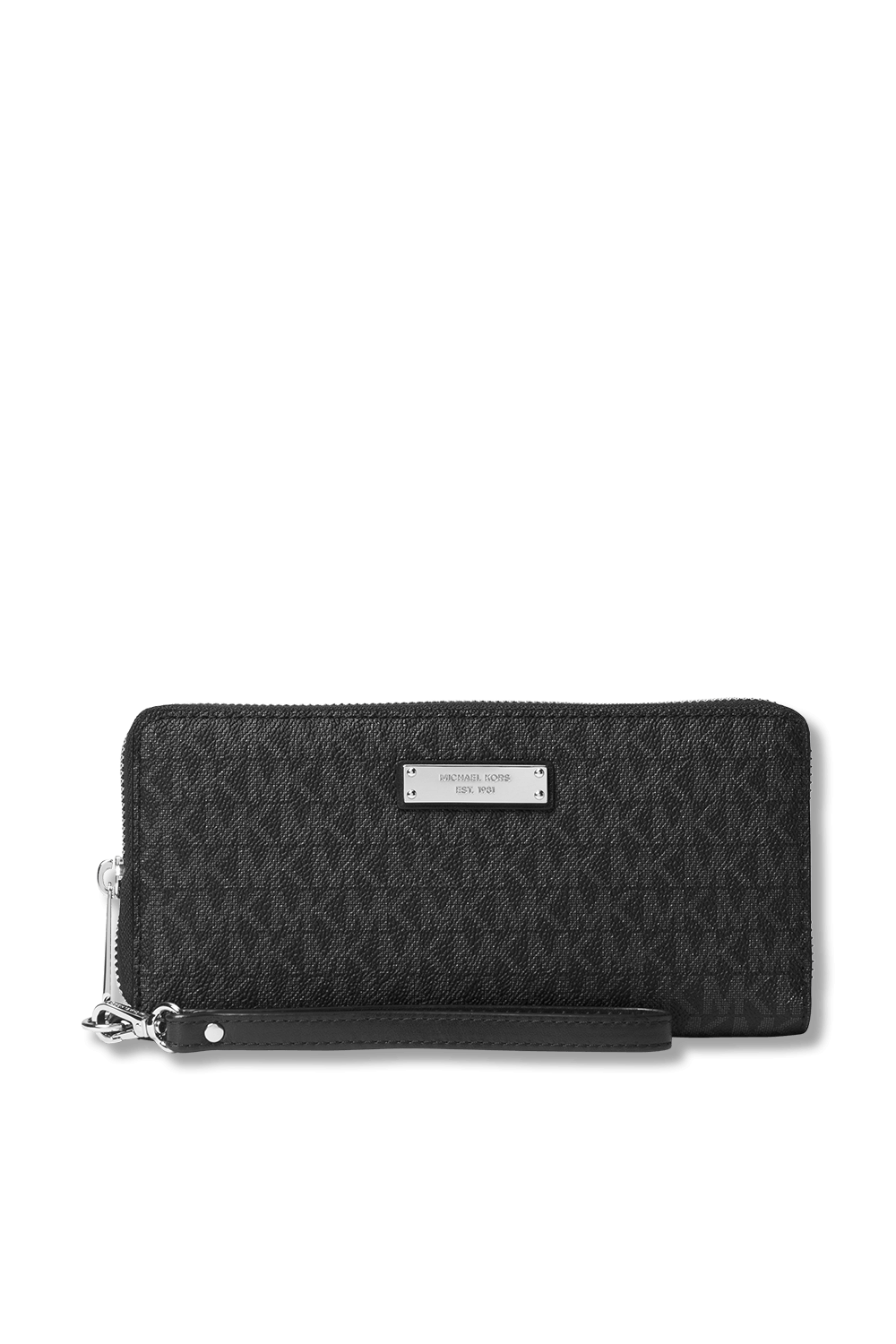 תמונה קידמית של Logo Continental Wristlet In Black Monogram MICHAEL KORS