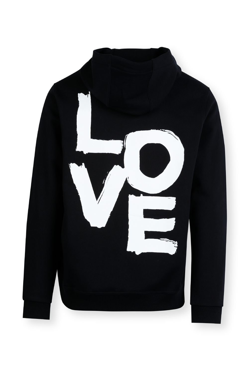 תמונה קידמית של Love Print Hoodie in Black