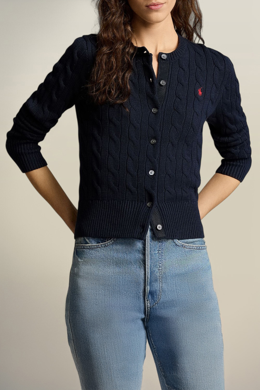 תמונת דוגמן קידמית של קרדיגן כותנה POLO RALPH LAUREN