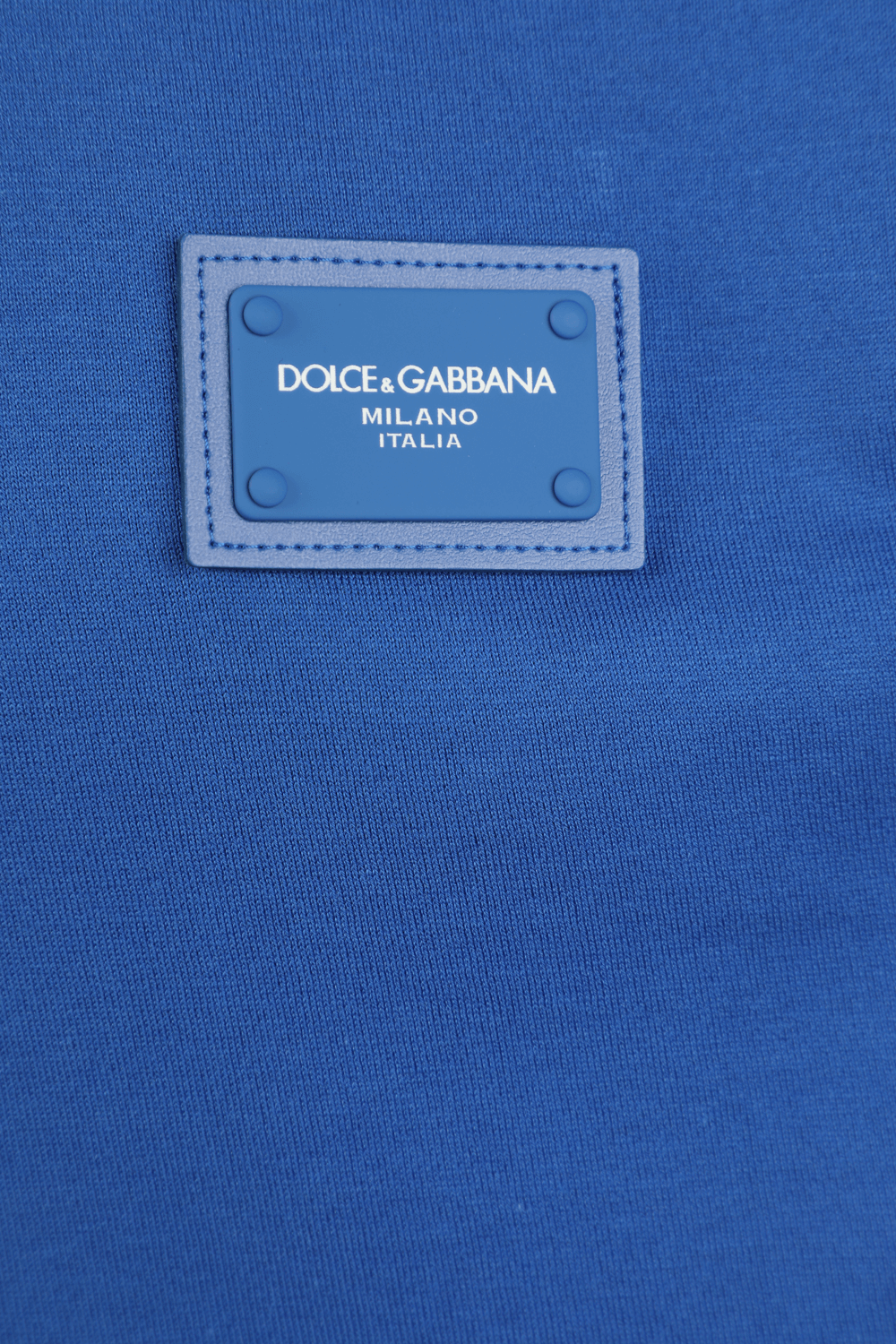 תמונה אחורית של T-Shirt With With Branded Plate in Blue DOLCE & GABBANA