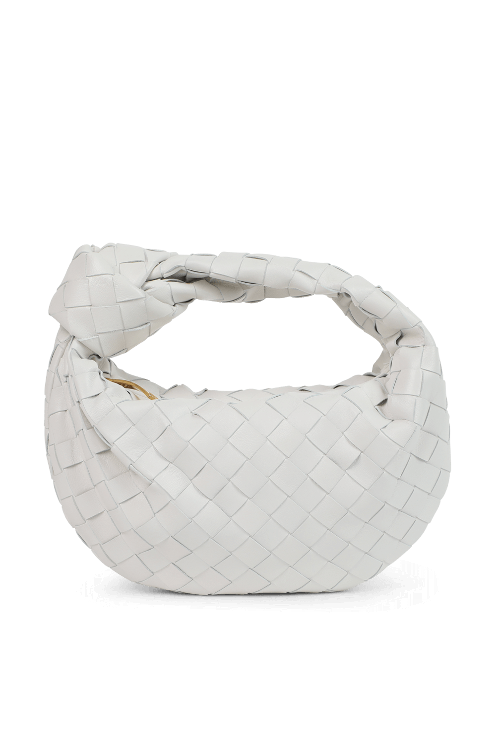 תמונה קידמית של תיק ג'ודי לבן בגודל מיני BOTTEGA VENETA