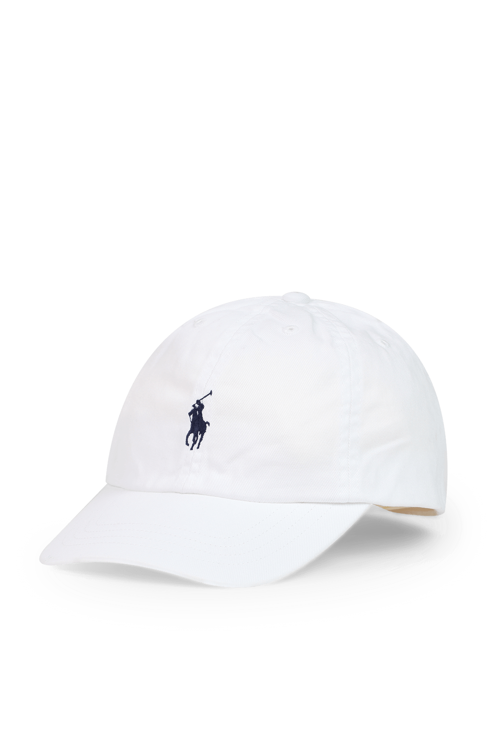 תמונה קידמית של כובע בייסבול בלבן עם רקמת פרש POLO RALPH LAUREN KIDS