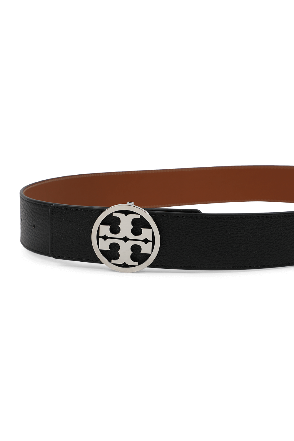 תמונת תקריב של חגורת עור מילר דו צדדית TORY BURCH