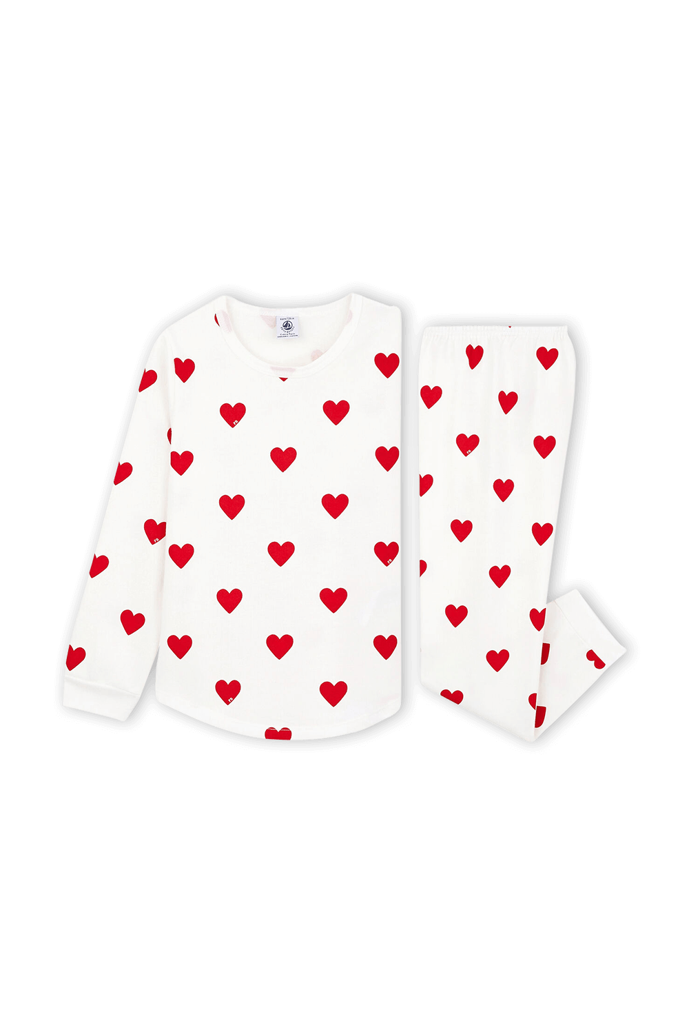 תמונת פנים של סט פיג'מה לבבות - גילאי 6-12 שנים PETIT BATEAU