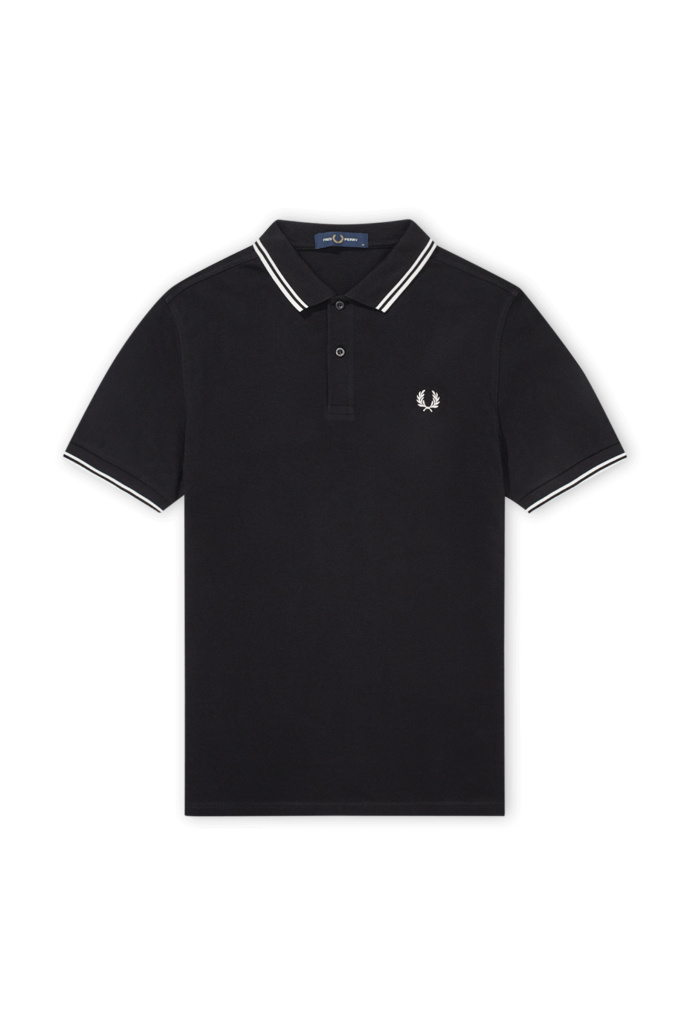 תמונה קידמית של חולצת פולו ספורטיבית שחורה FRED PERRY