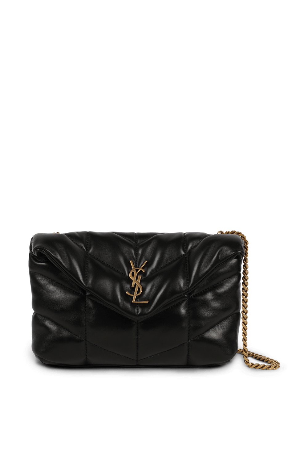 תמונה קידמית של Puffer Toy Bag In Quilted Black Leather SAINT LAURENT