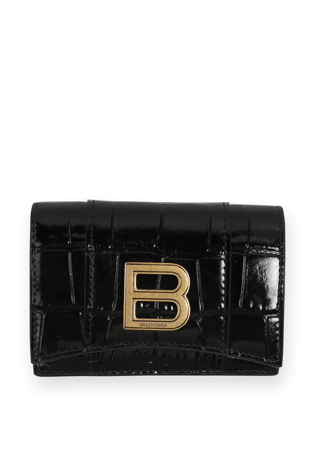 תמונה קידמית של Hourglass Mini Wallet in Black BALENCIAGA