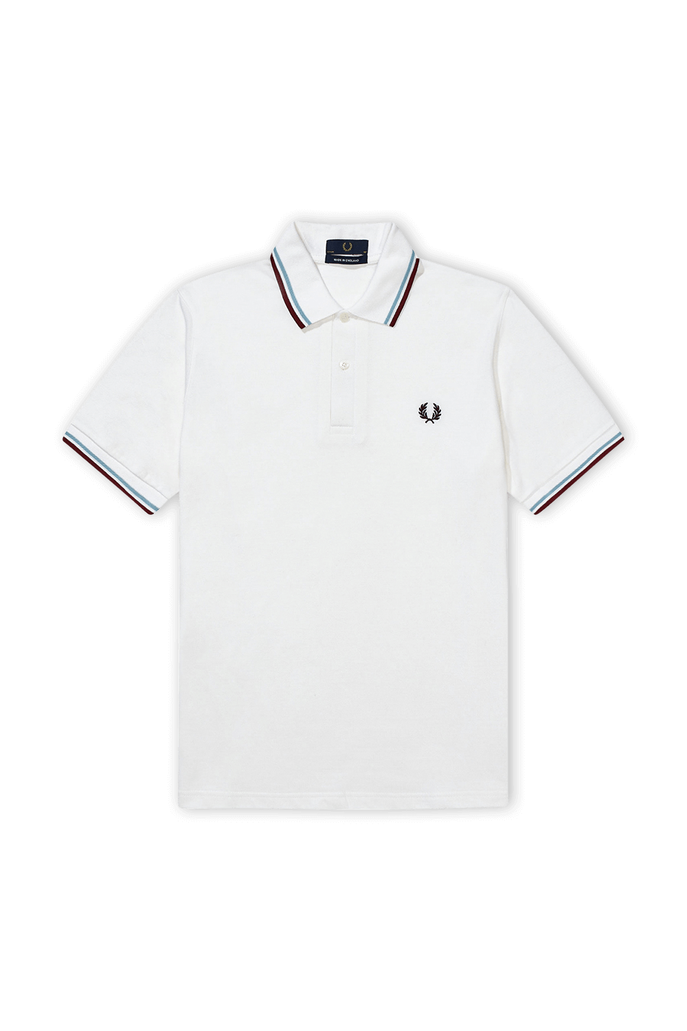 תמונה קידמית של חולצת פולו טניס לבנה FRED PERRY