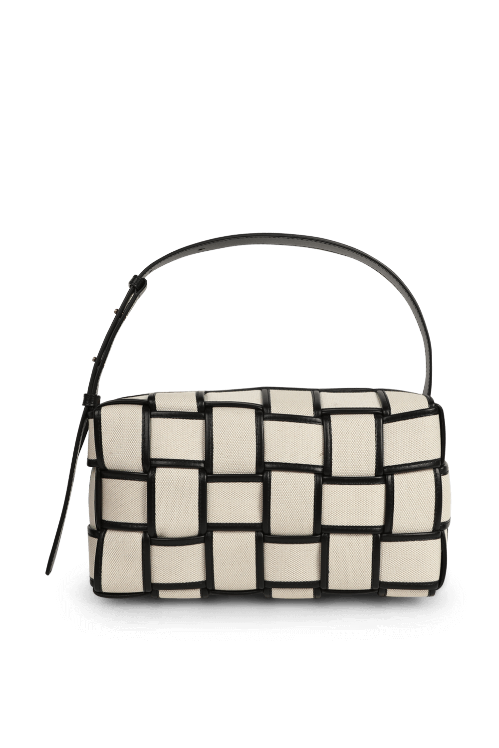 תמונה קידמית של תיק כתף שתי וערב מקנבס BOTTEGA VENETA