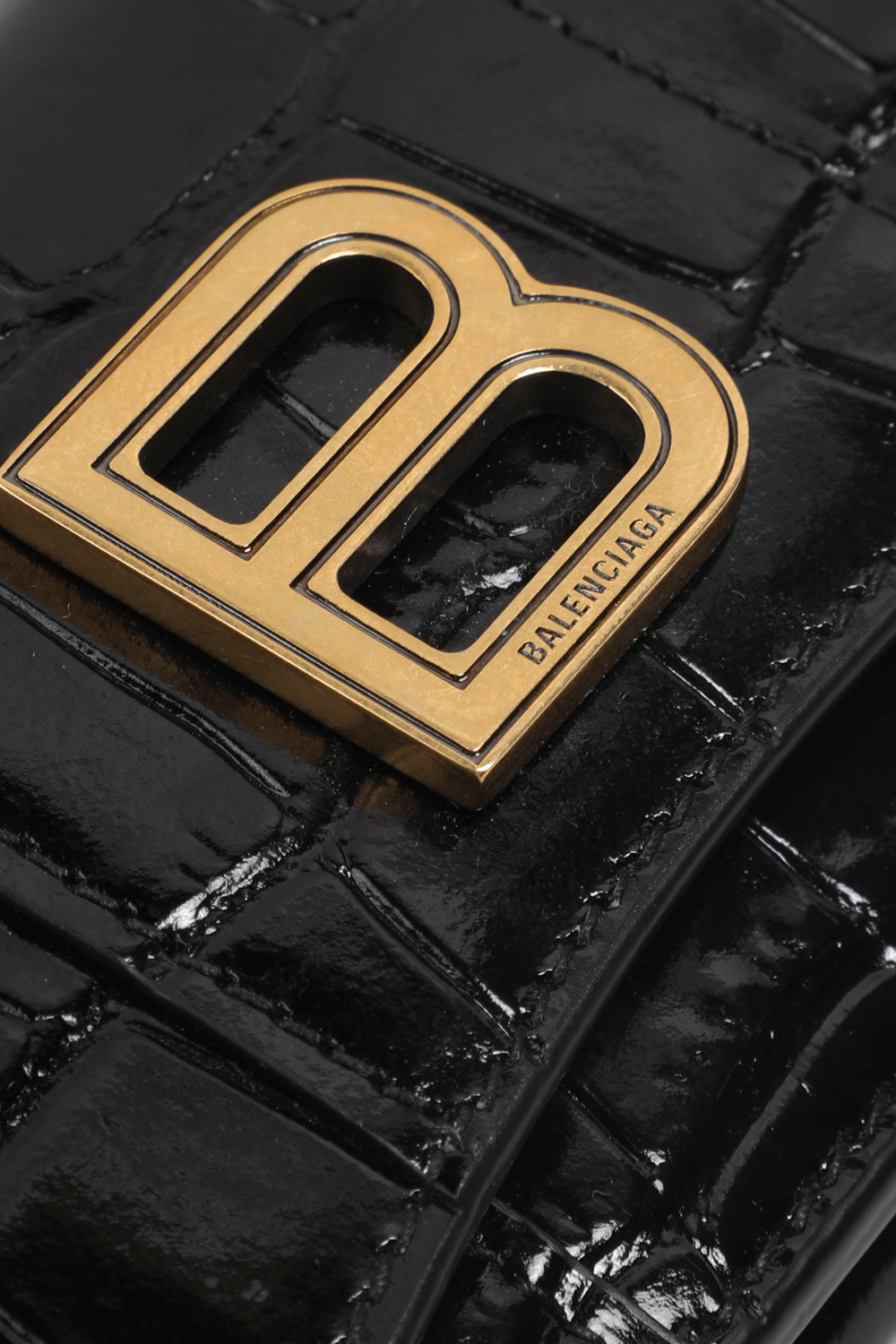 תמונת תקריב של Hourglass Mini Wallet in Black BALENCIAGA