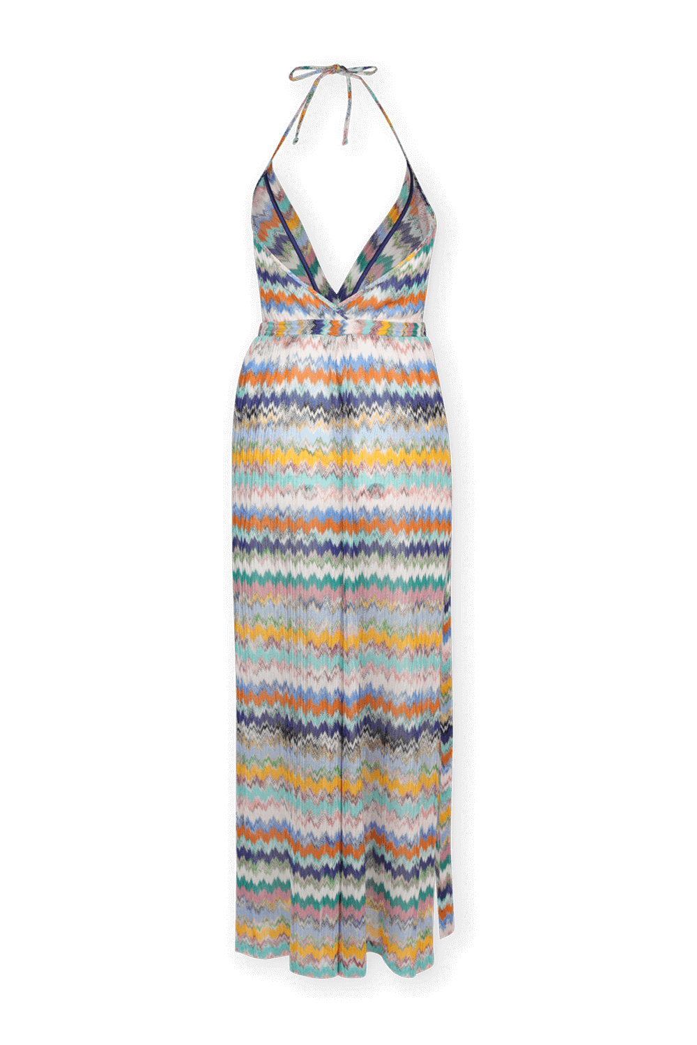 תמונת תקריב של שמלת מקסי סרוגה ססגונית MISSONI