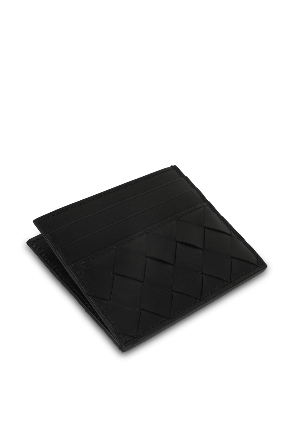 תמונת תקריב של Textured Leather Cardholder in Black