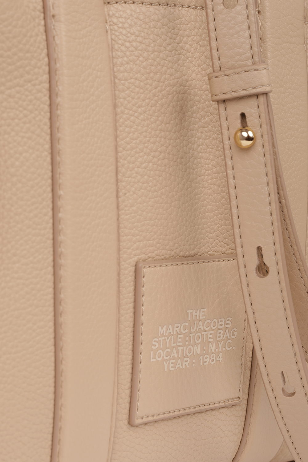 תמונת פנים של The Leather Mini Traveler Tote Bag in Light Beige