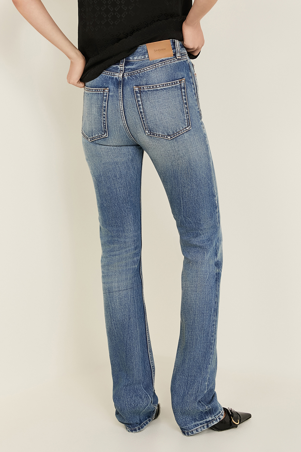תמונת דוגמן אחורית של מכנסי ג'ינס סלים SAINT LAURENT
