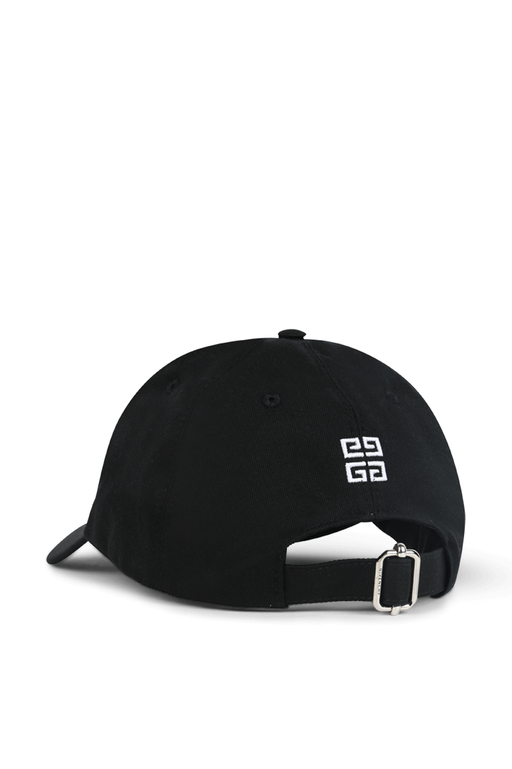 תמונה אחורית של כובע בייסבול שחור עם שם המותג GIVENCHY