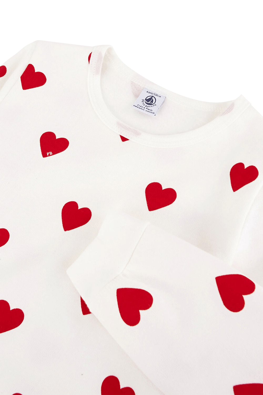 תמונת תקריב של סט פיג'מה לבבות - גילאי 6-12 שנים PETIT BATEAU